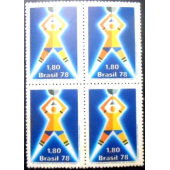 Imagem da quadra de selos do Brasil de 1978 Jogador e Taça M