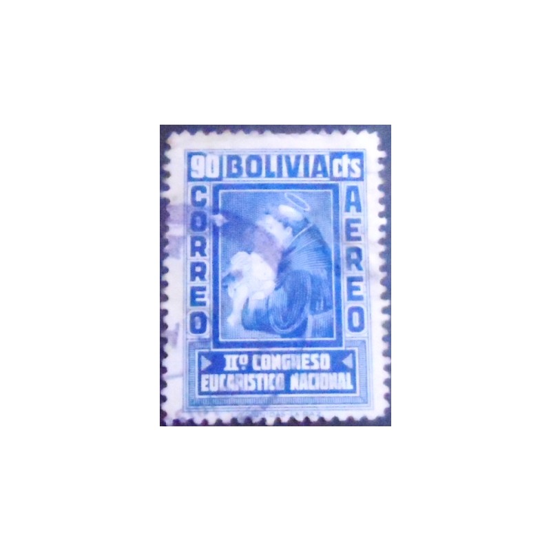 Selo postal da Bolívia de 1939 St. Anthony Padua 90