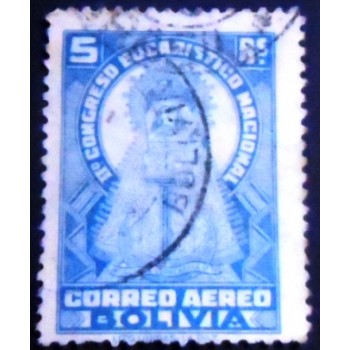 Selo postal da Bolívia de 1939 Madonna of Copacabana 5 U