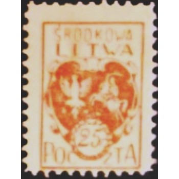 Imagem do selo postal Lituânia Central de 1920 The coat of arms 25 M