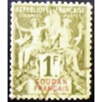 Imagem do selo postal do Sudão Frances de 1894 Type Groupe 1 U