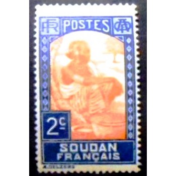 Imagem do selo postal do Sudão Frances de 1931 Sudanese Woman 2 M