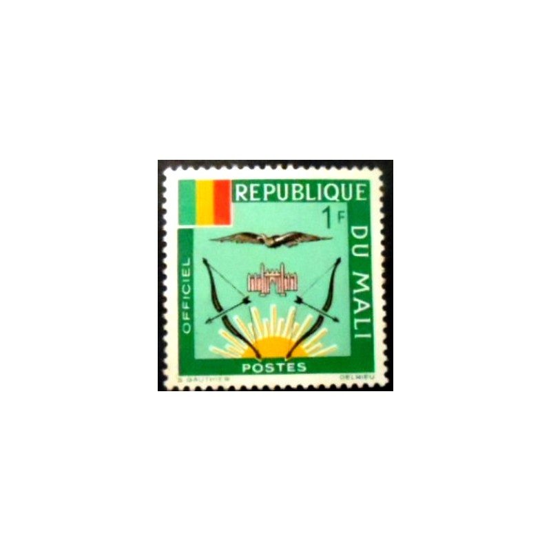 Imagem do selo postal de Mali de 1964 Mali Coat of Arms 1 M