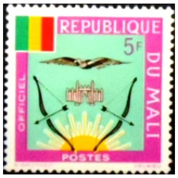 Imagem do selo postal do Mali de 1964 Mali Coat of Arms 5 M