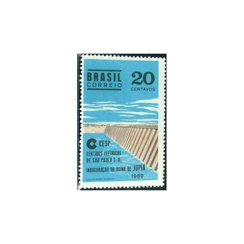 Imagem do selo postal do Brasil de 1969 Usina de Jupiá M