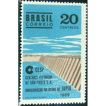 Imagem do selo postal do Brasil de 1969 Usina de Jupiá N