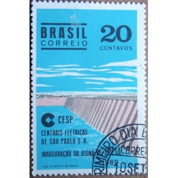 Imagem do selo postal do Brasil de 1969 Usina de Jupiá M1D