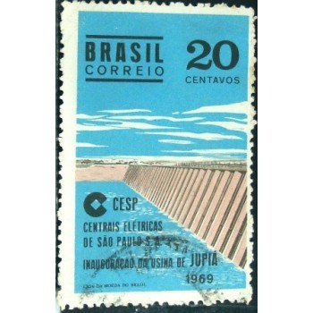 Imagem do selo postal do Brasil de 1969 Usina de Jupiá U