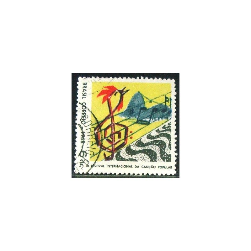 Imagem do selo postal do Brasil de 1968 Festival da Canção  NCC