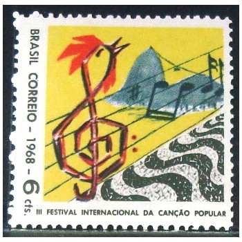 Imagem similar à do selo postal do Brasil de 1968 Festival da Canção U