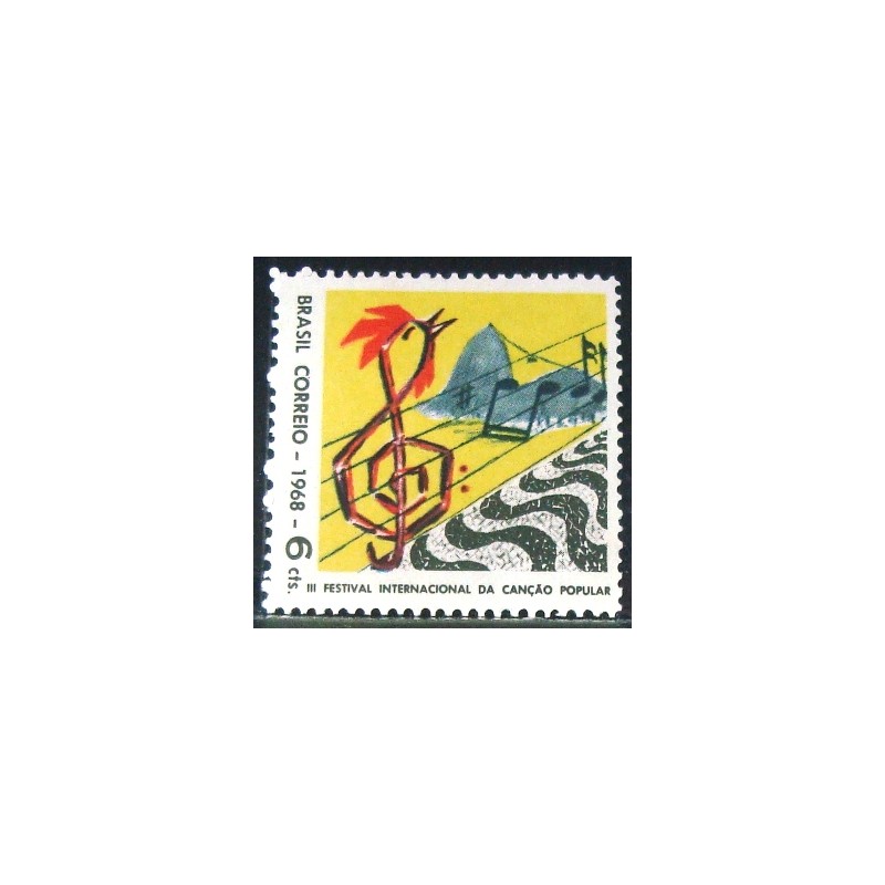 Imagem similar à do selo postal do Brasil de 1968 Festival da Canção U