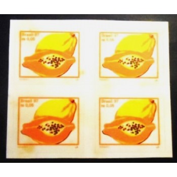 Imagem da quadra de selos do Brasil de 1999 Mamão Micro N