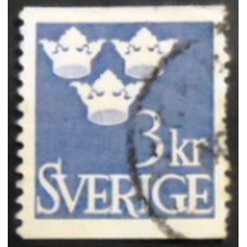 Imagem similar á do selo postal da Suécia de 1964 Three Crowns 3 U