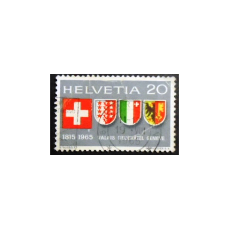Imagem do selo postal da Suiça de 1965 Swiss coat of arms and of Valais U