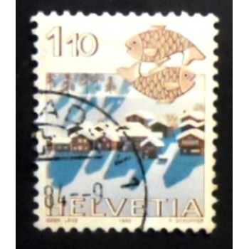 Imagem similar à do selo postal da Suiça de 1982 Pisces & Nax Near Sitten