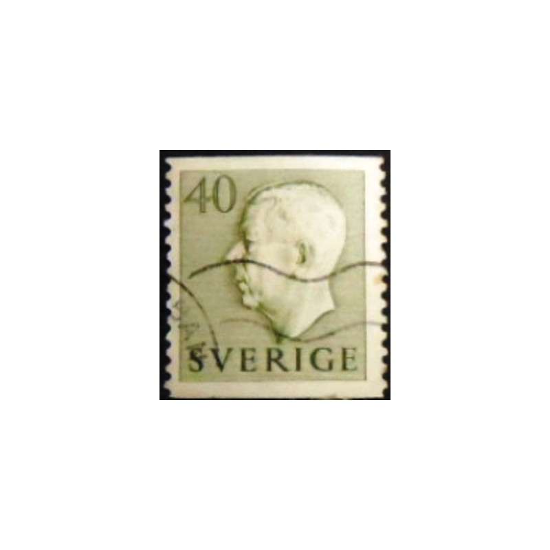 Imagem do selo postal da Suécia de 1957 King Gustaf VI with imprint 40 A