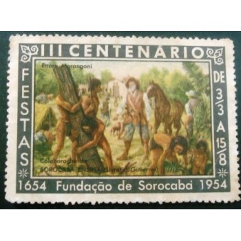 Imagem do selo Cinderela do Brasil de 1954 Sorocaba anunciado