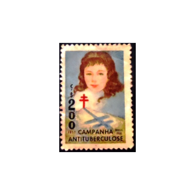 Imagem do selo postal Cinderela do Brasil de 1956 Menina anunciada