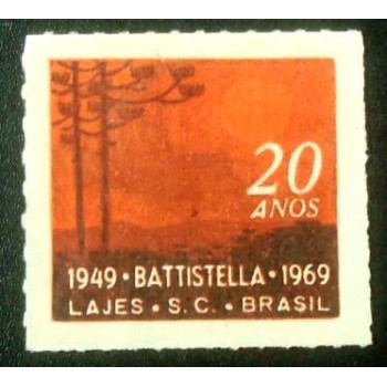 Imagem do selo postal Cinderela do Brasil de 1969 Battistella anunciado