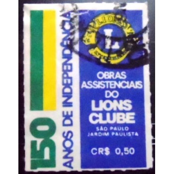 Imagem do selo postal Cinderela do Brasil de 1972 Obras Assistenciais anunciado