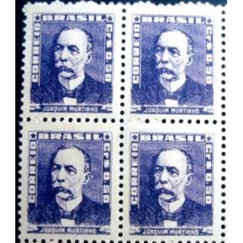Imagem da quadra de selos postais do Brasil de 1954 Joaquim Murtinho 50 N anunciada