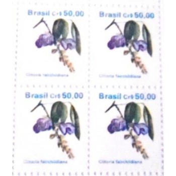 Imagem da quadra de selos postais do Brasil de 1990 Sombreiro M anunciada