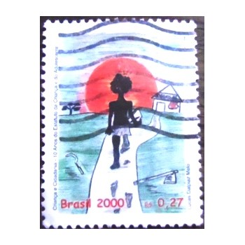 Imagem do selo postal do Brasil de 2000 Criança e Escola U anunciado