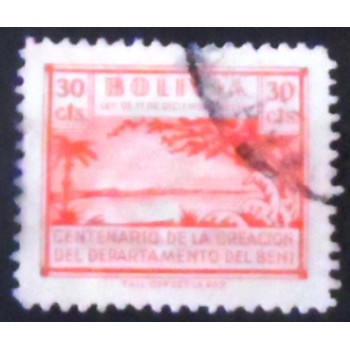 Selo postal da Bolívia de 1946 Palm trees