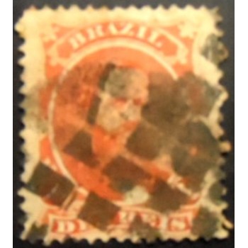 Imagem do selo postal do Brasil de 1866 D. Pedro II 10 2