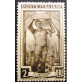 Imagem do selo postal da Itália de 1950 The Yard N anunciado