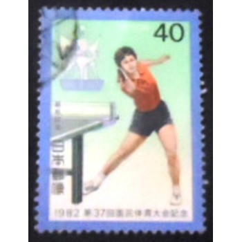 Imagem do selo postal do Japão de 1982 Table tennis anunciado