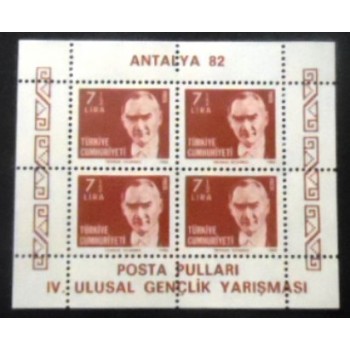 Imagem do bloco postal da Turquia de 1982 Stamp Exhibition Antalya 82