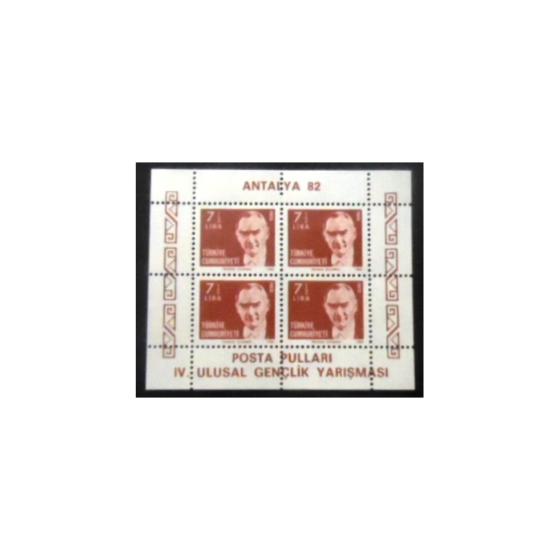 Imagem do bloco postal da Turquia de 1982 Stamp Exhibition Antalya 82