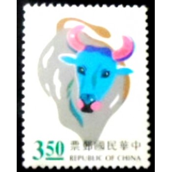 Imagem do selo postal de Taiwan de 1996 Year of Ox 3,50 M anunciado