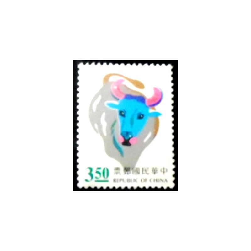 Imagem do selo postal de Taiwan de 1996 Year of Ox 3,50 M anunciado