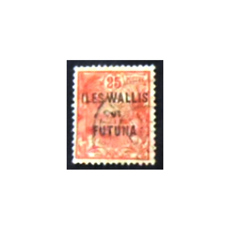 Imagem do selo postal de Wallis et Futuna de 1922 Nouméa Harbor  anunciadooverprinted