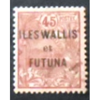 Imagem do selo postal de Wallis et Futuna de 1920 Nouméa Harbor  overprinted 45 anunciado