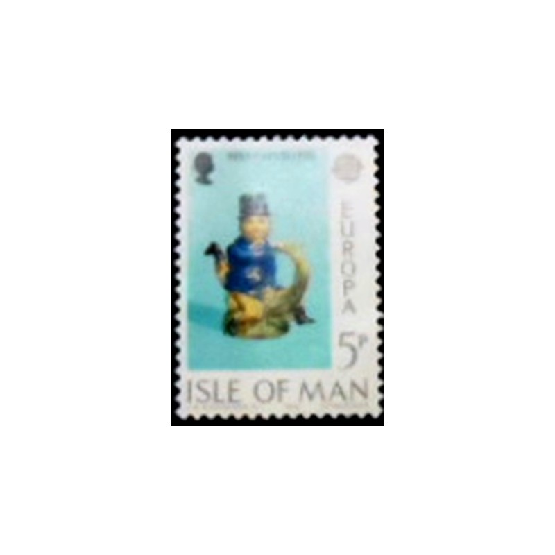 Image do selo postal da Ilha de Man de 1976 Souvenir teaport anunciado