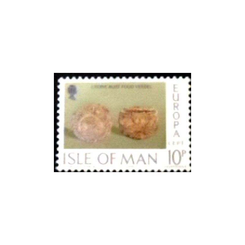 Imagem do selo postal da Ilha de Man de 1976 Cronk Aust Food Vessel anunciado