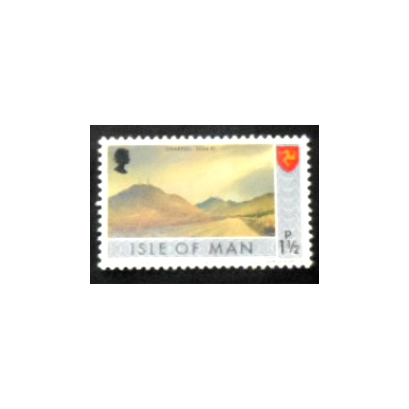 Imagem dovselo postal da Ilha de Man de 1973 Mount Snaefell anunciado