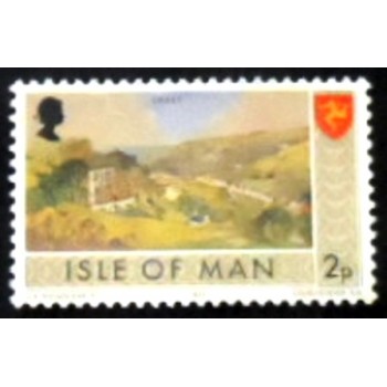 Imagem do selo postal da Ilha de Man de 1973 Laxey anunciado