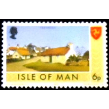 Imagem do selo postal da Ilha de Man de 1973 Peel anunciado