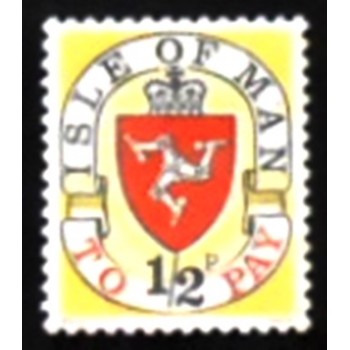 Imagem do selo postal da Ilha de Man de 1973 Coat of Arms ½ anunciado