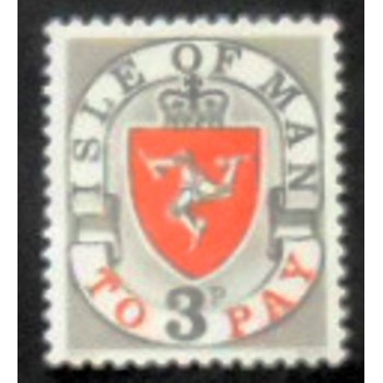 Imagem do selo postal da Ilha de Man de 1973 Coat of Arms anunciado