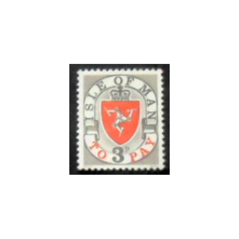 Imagem do selo postal da Ilha de Man de 1973 Coat of Arms anunciado