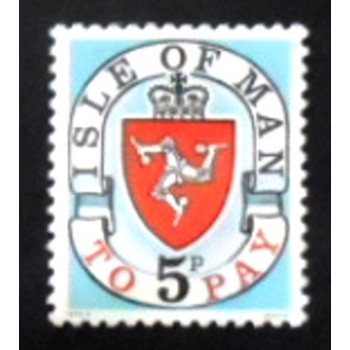 Imagem do selo postal da Ilha de Man de 1973 Coat of Arms 5 anunciado