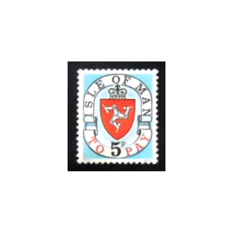 Imagem do selo postal da Ilha de Man de 1973 Coat of Arms 5 anunciado