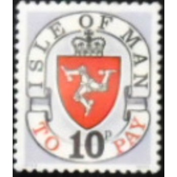 Imagem do selo postal da Ilha de Man de 1973 Coat of Arms 10 anunciado