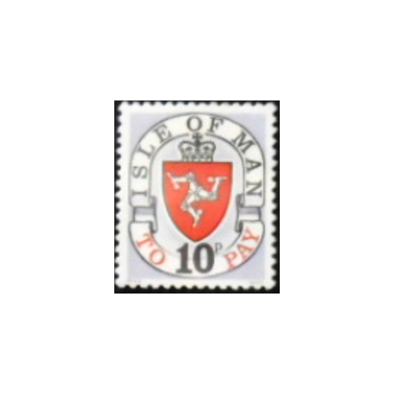 Imagem do selo postal da Ilha de Man de 1973 Coat of Arms 10 anunciado