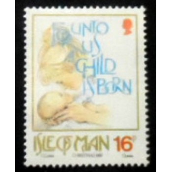 Imagem do selo postal da Ilha de Man de 1989 MMother with child anunciado